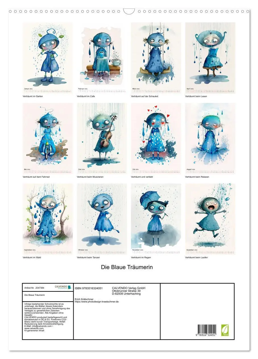 Bild: 9783516324051 | Die Blaue Träumerin (Wandkalender 2026 DIN A2 hoch), CALVENDO...