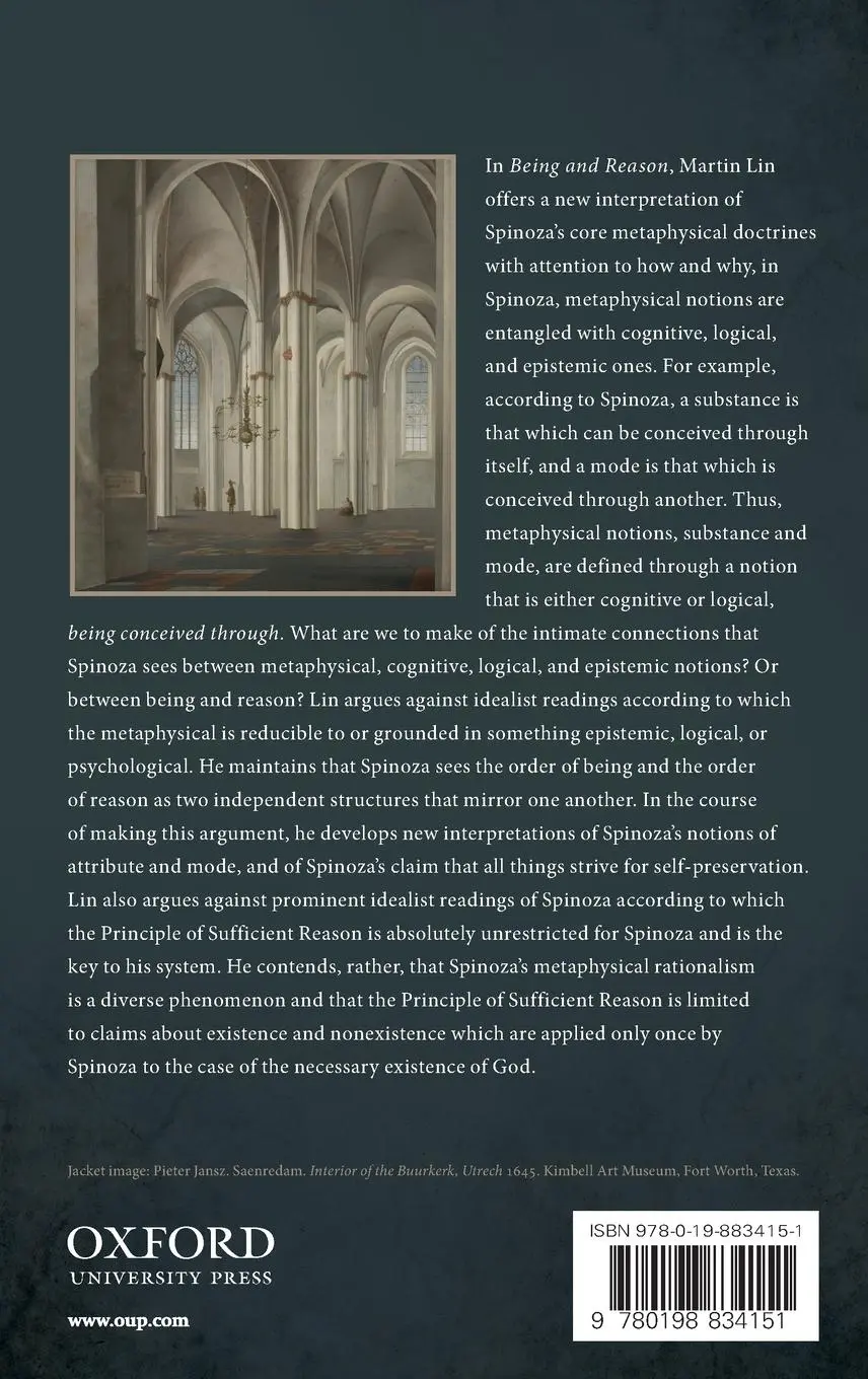 Rückseite: 9780198834151 | Being and Reason | An Essay on Spinoza's Metaphysics | Martin Lin