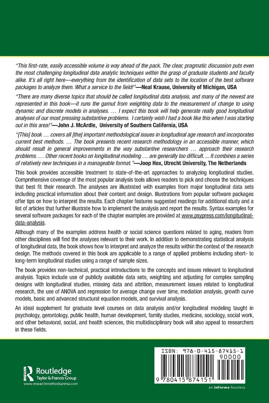 Rückseite: 9780415874151 | Longitudinal Data Analysis | Jason Newsom (u. a.) | Taschenbuch | 2011