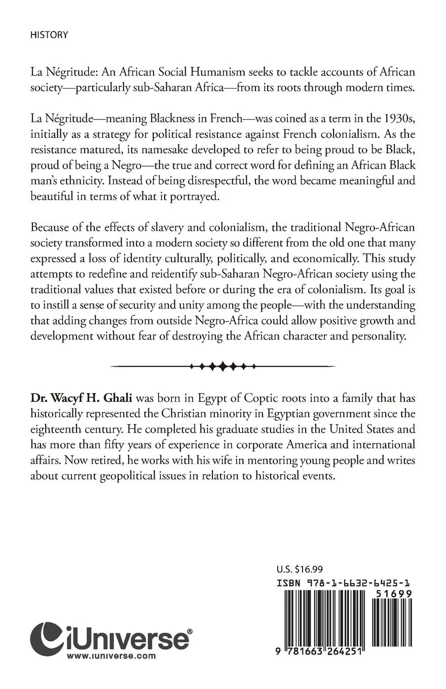 Rückseite: 9781663264251 | La Négritude | An African Social Humanism | Wacyf H Ghali | Buch