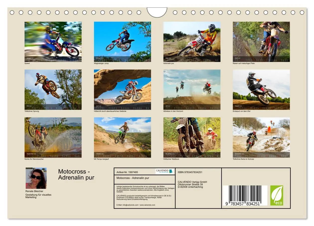 Bild: 9783457834251 | Motocross - Adrenalin pur (Wandkalender 2026 DIN A4 quer), CALVENDO...