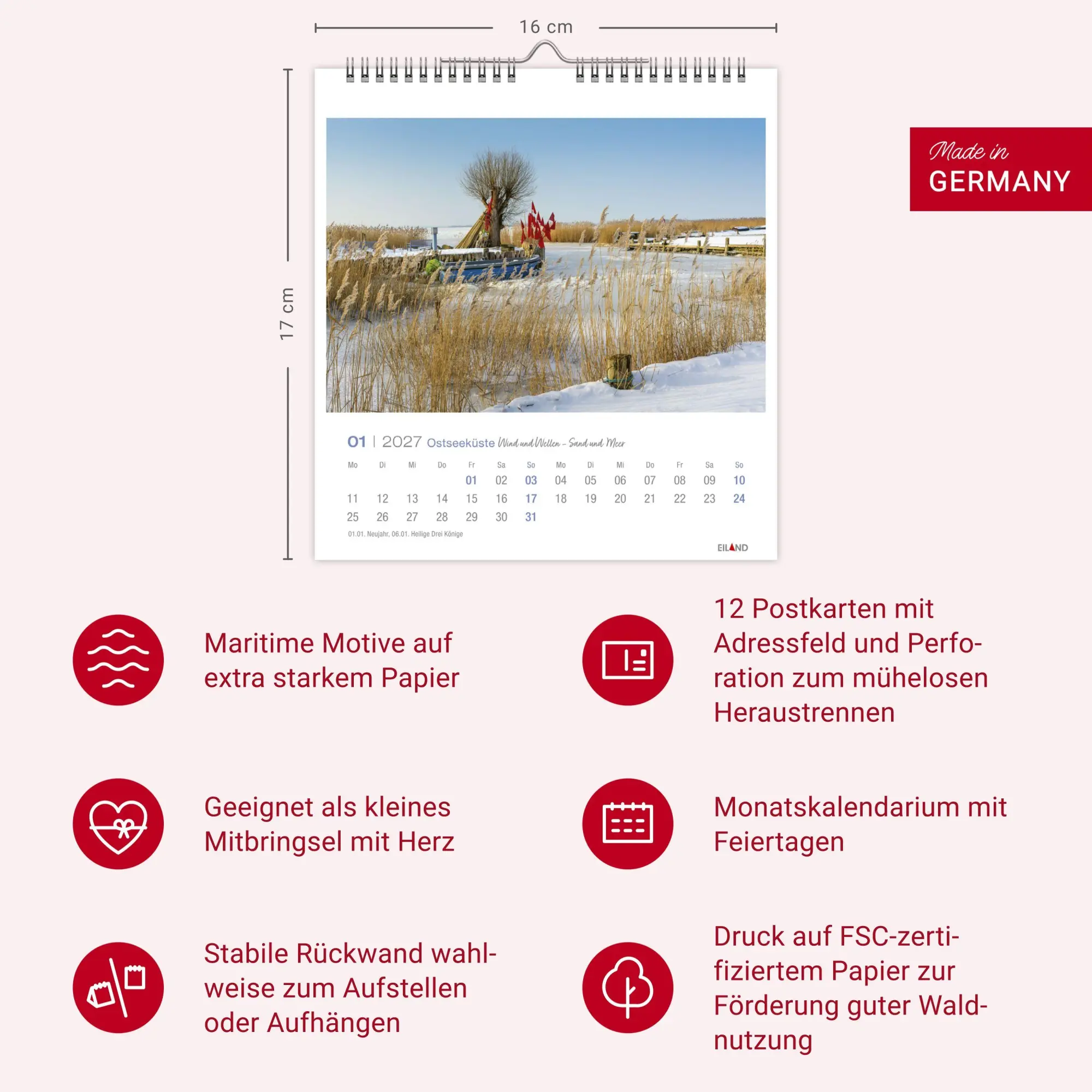 Bild: 9783964024251 | Ostseeküste Postkartenkalender 2027 - Wind und Wellen - Sand und Meer