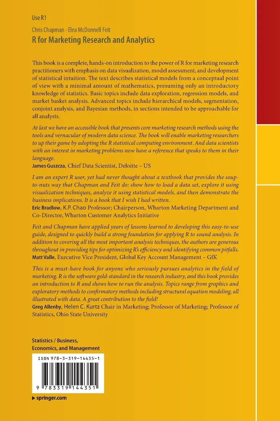 Rückseite: 9783319144351 | R for Marketing Research and Analytics | Elea McDonnell Feit (u. a.)