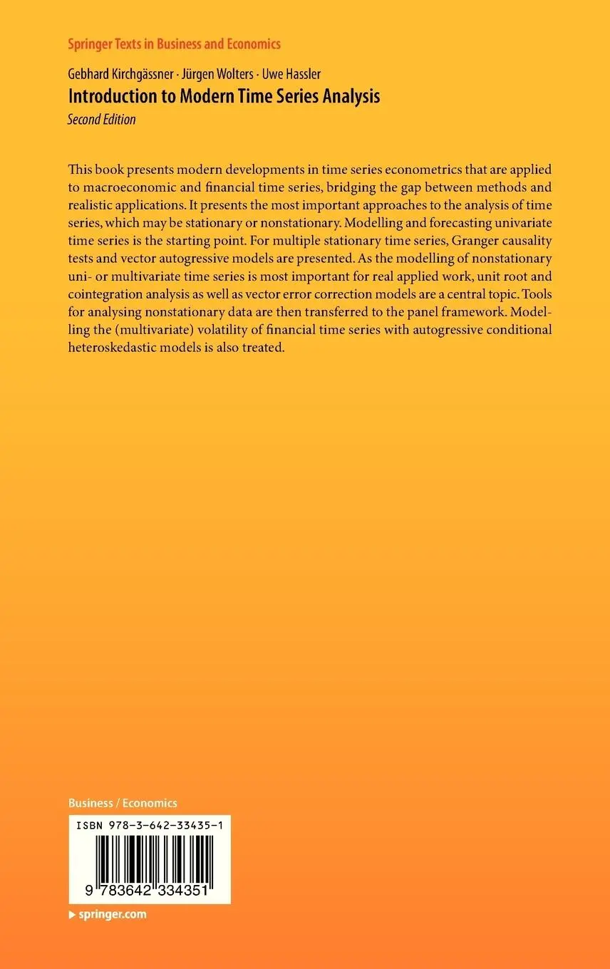 Rückseite: 9783642334351 | Introduction to Modern Time Series Analysis | Kirchgässner (u. a.)