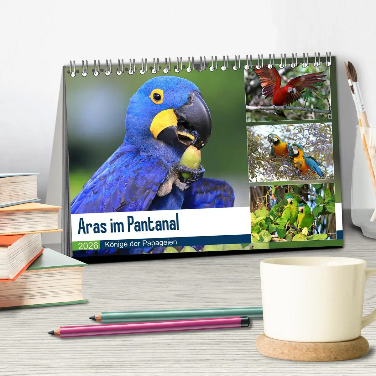 Bild: 9783457804551 | Aras im Pantanal (Tischkalender 2026 DIN A5 quer), CALVENDO...