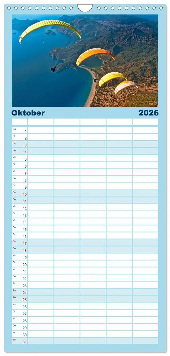Bild: 9783516514551 | Familienplaner 2026 - Freiheit und Abenteuer - Paragliding mit 5...