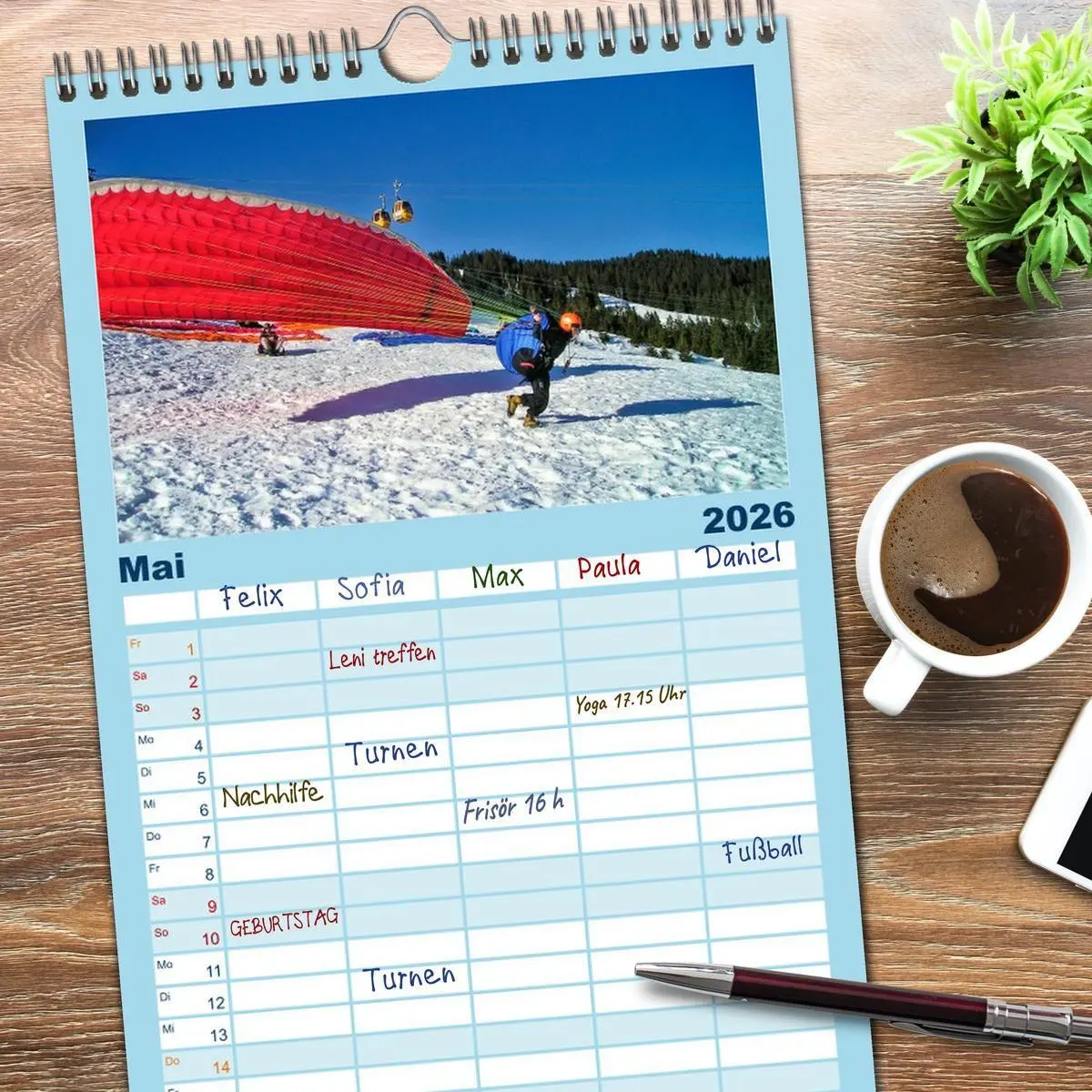 Bild: 9783516514551 | Familienplaner 2026 - Freiheit und Abenteuer - Paragliding mit 5...
