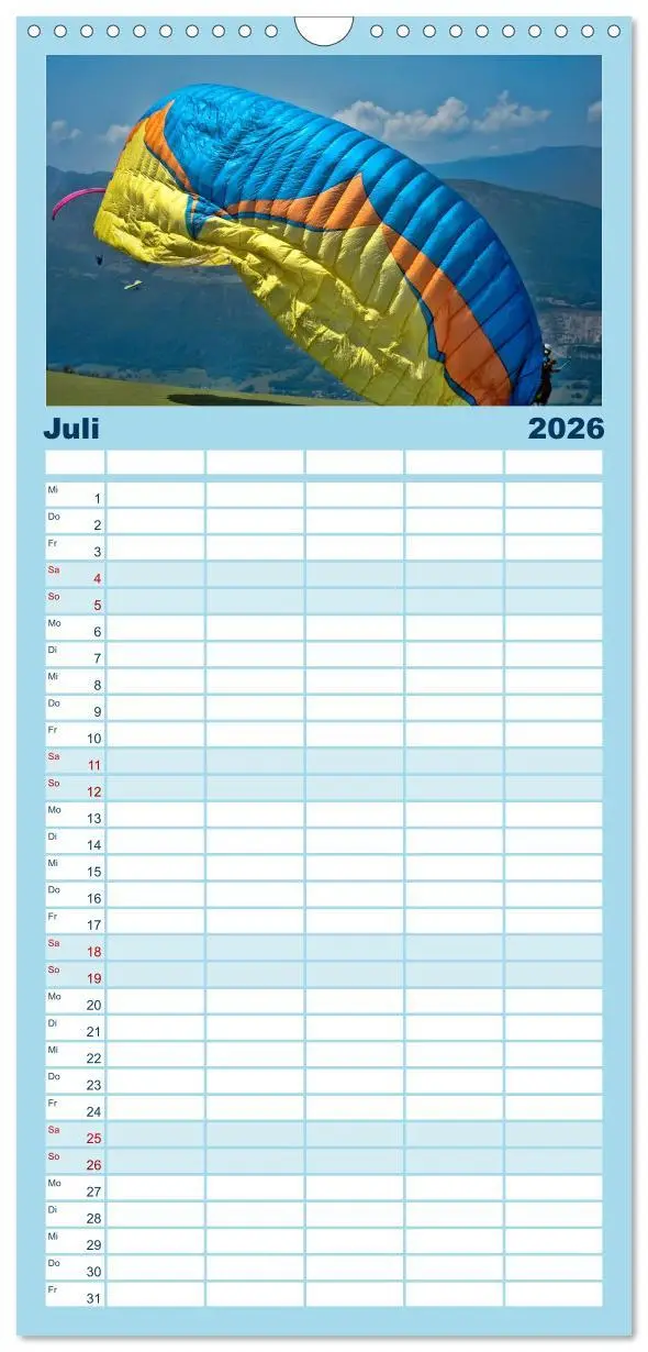 Bild: 9783516514551 | Familienplaner 2026 - Freiheit und Abenteuer - Paragliding mit 5...