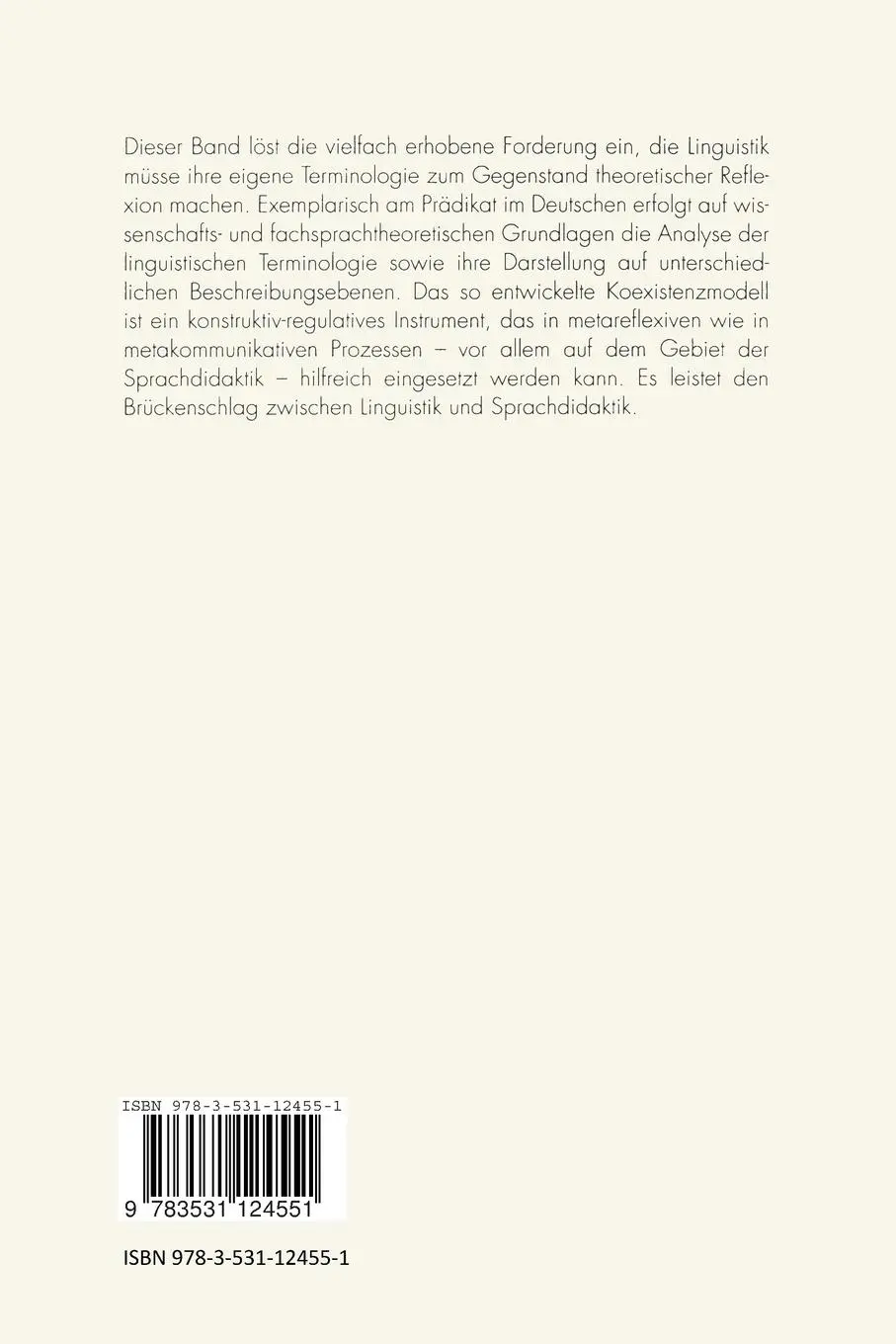 Rückseite: 9783531124551 | Das Prädikat im Deutschen | Dietrich Homberger | Taschenbuch | 388 S.