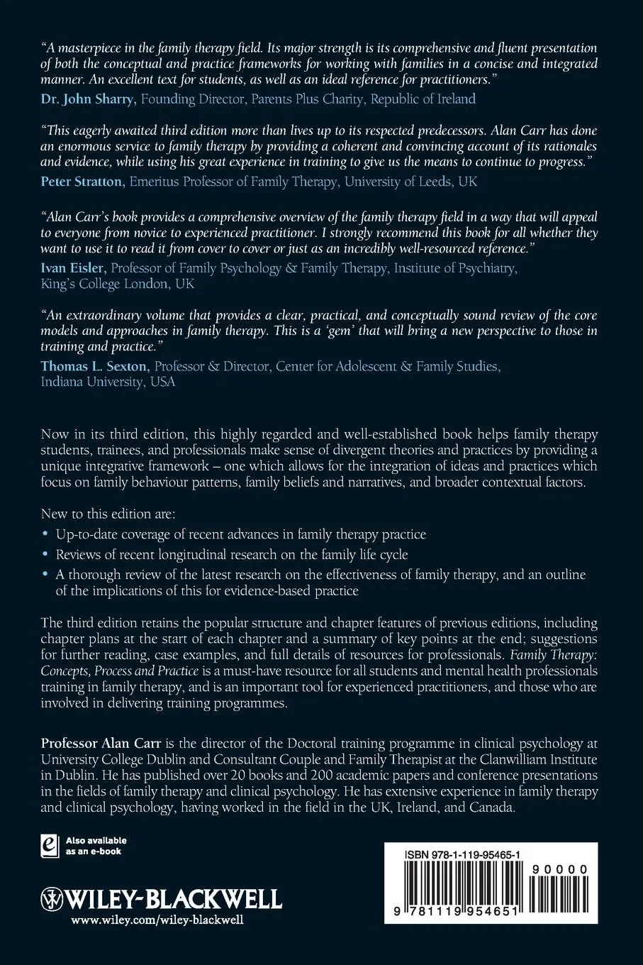 Rückseite: 9781119954651 | Family Therapy | Concepts, Process and Practice | Carr | Taschenbuch