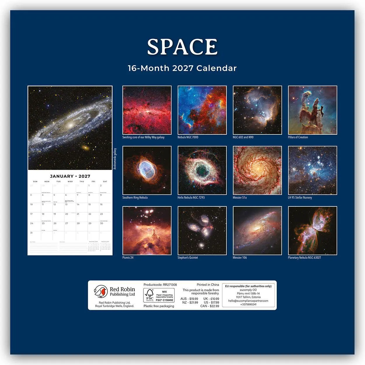 Rückseite: 9781837014651 | Space - Faszinierendes Weltall 2027 - 16-Monatskalender | Robin Red