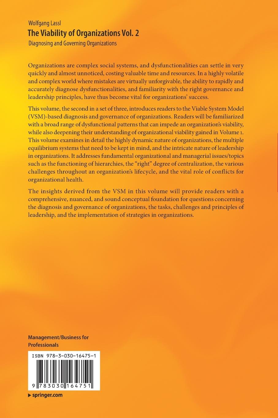 Rückseite: 9783030164751 | The Viability of Organizations Vol. 2 | Wolfgang Lassl | Taschenbuch