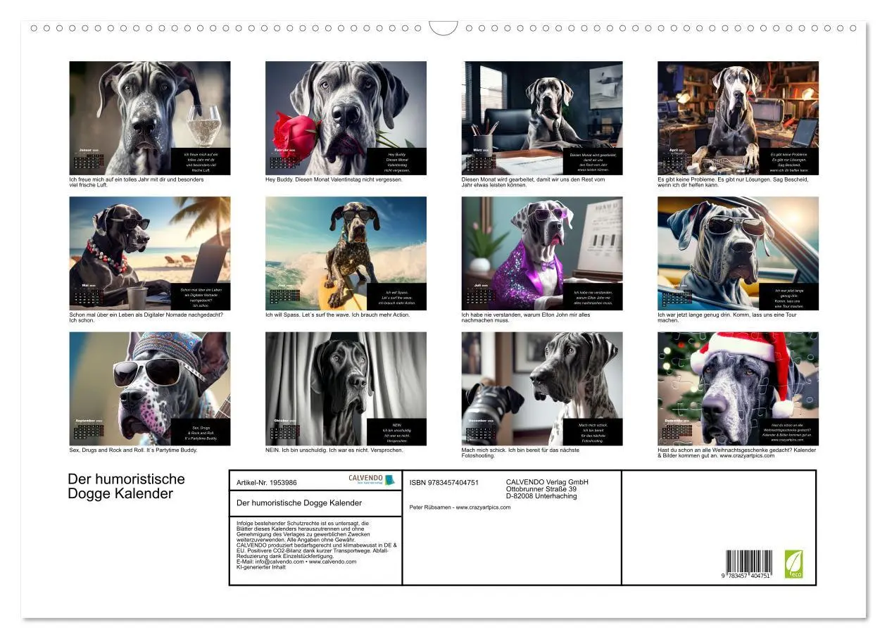 Bild: 9783457404751 | Der humoristische Dogge Kalender (Wandkalender 2026 DIN A2 quer),...