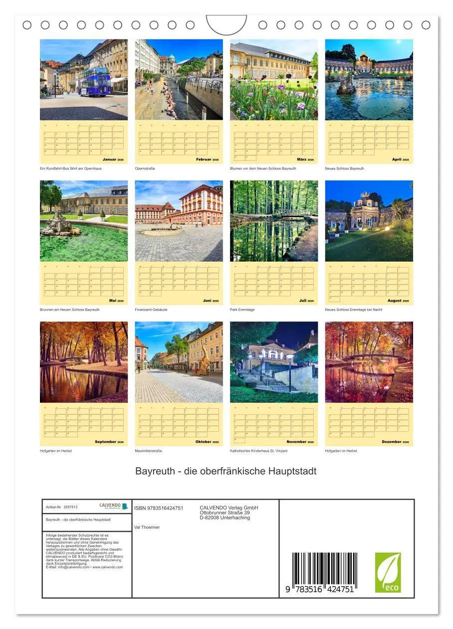 Bild: 9783516424751 | Bayreuth - die oberfränkische Hauptstadt (Wandkalender 2026 DIN A4...