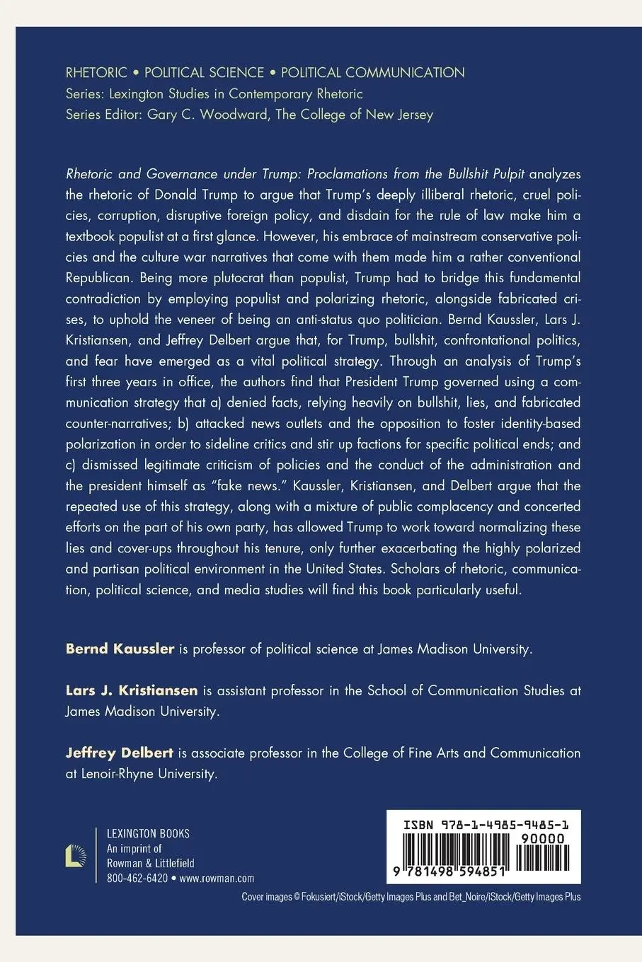 Rückseite: 9781498594851 | Rhetoric and Governance under Trump | Bernd Kaussler (u. a.) | Buch