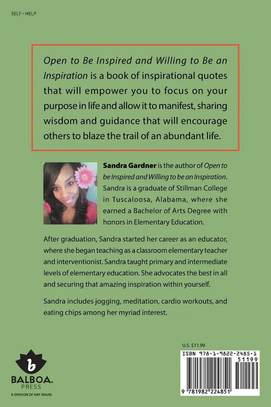 Rückseite: 9781982224851 | Open to Be Inspired and Willing to Be an Inspiration | Sandra Gardner