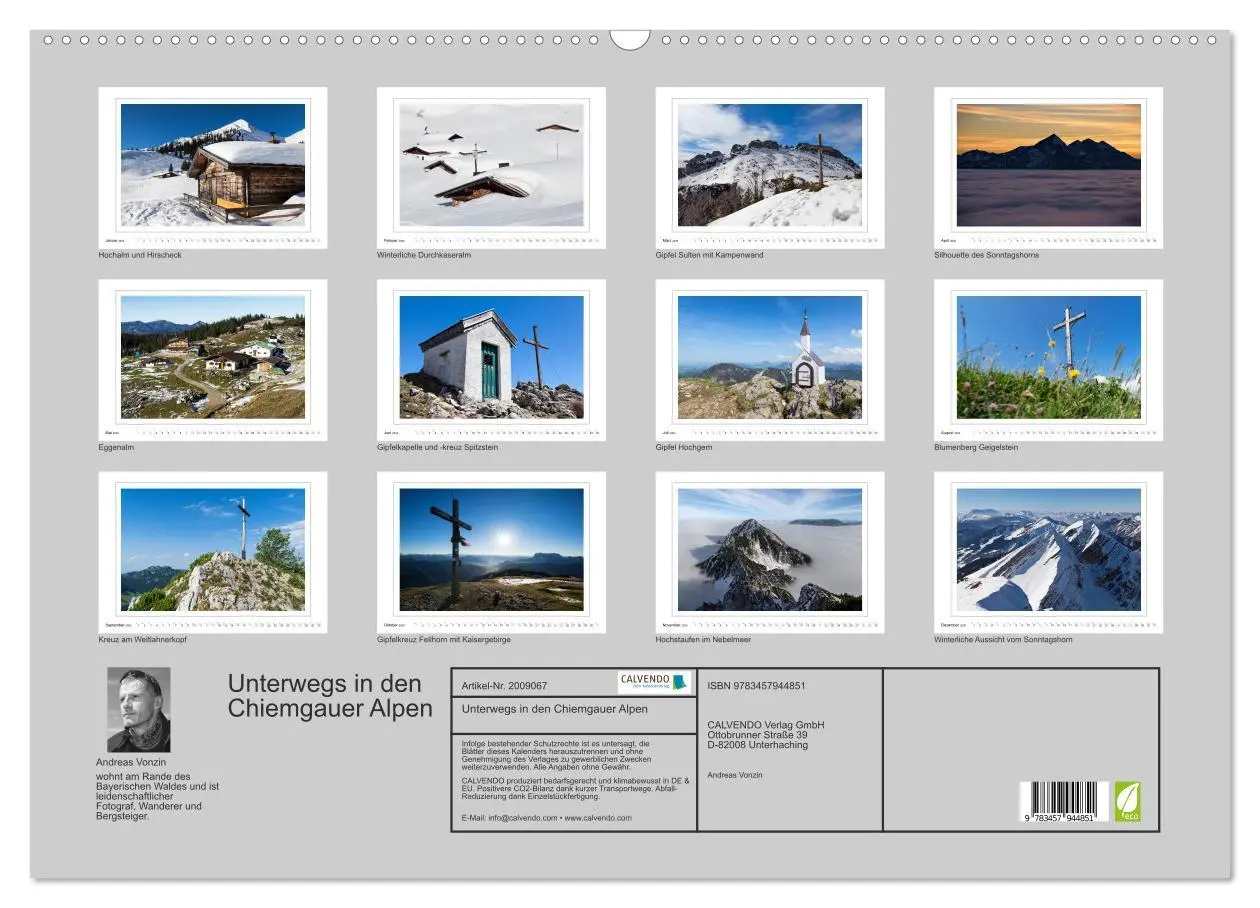 Bild: 9783457944851 | Unterwegs in den Chiemgauer Alpen (Wandkalender 2026 DIN A2 quer),...
