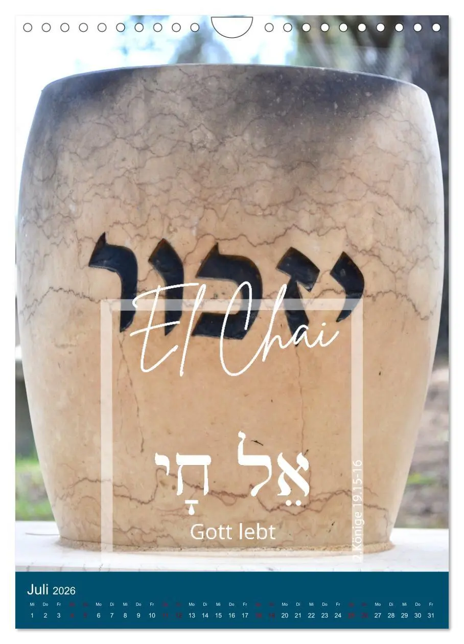 Bild: 9783516344851 | Israel und hebräische Namen Gottes (Wandkalender 2026 DIN A4 hoch),...