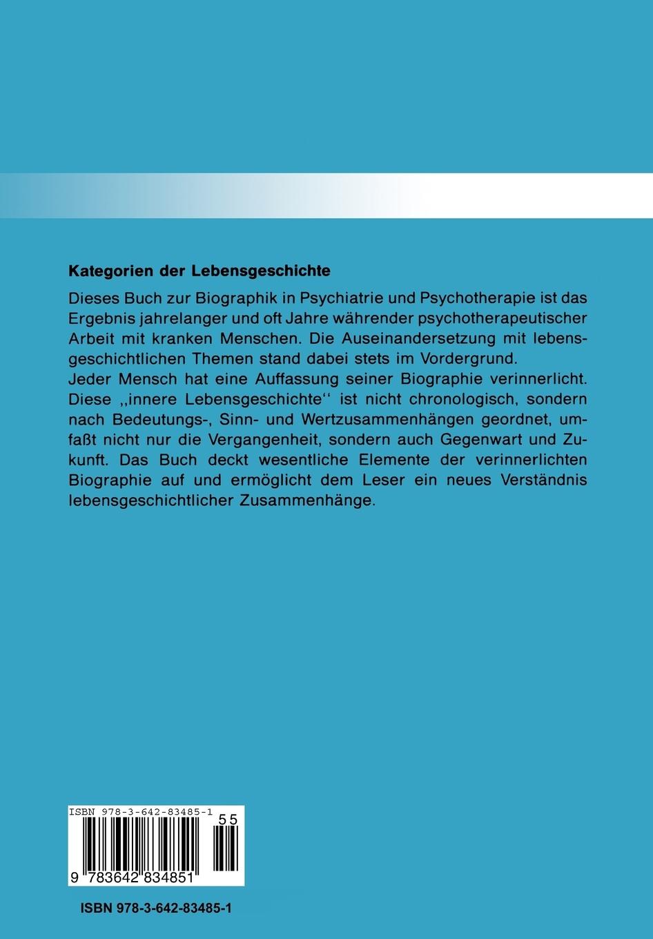 Rückseite: 9783642834851 | Kategorien der Lebensgeschichte | Albert Zacher | Taschenbuch | xvi