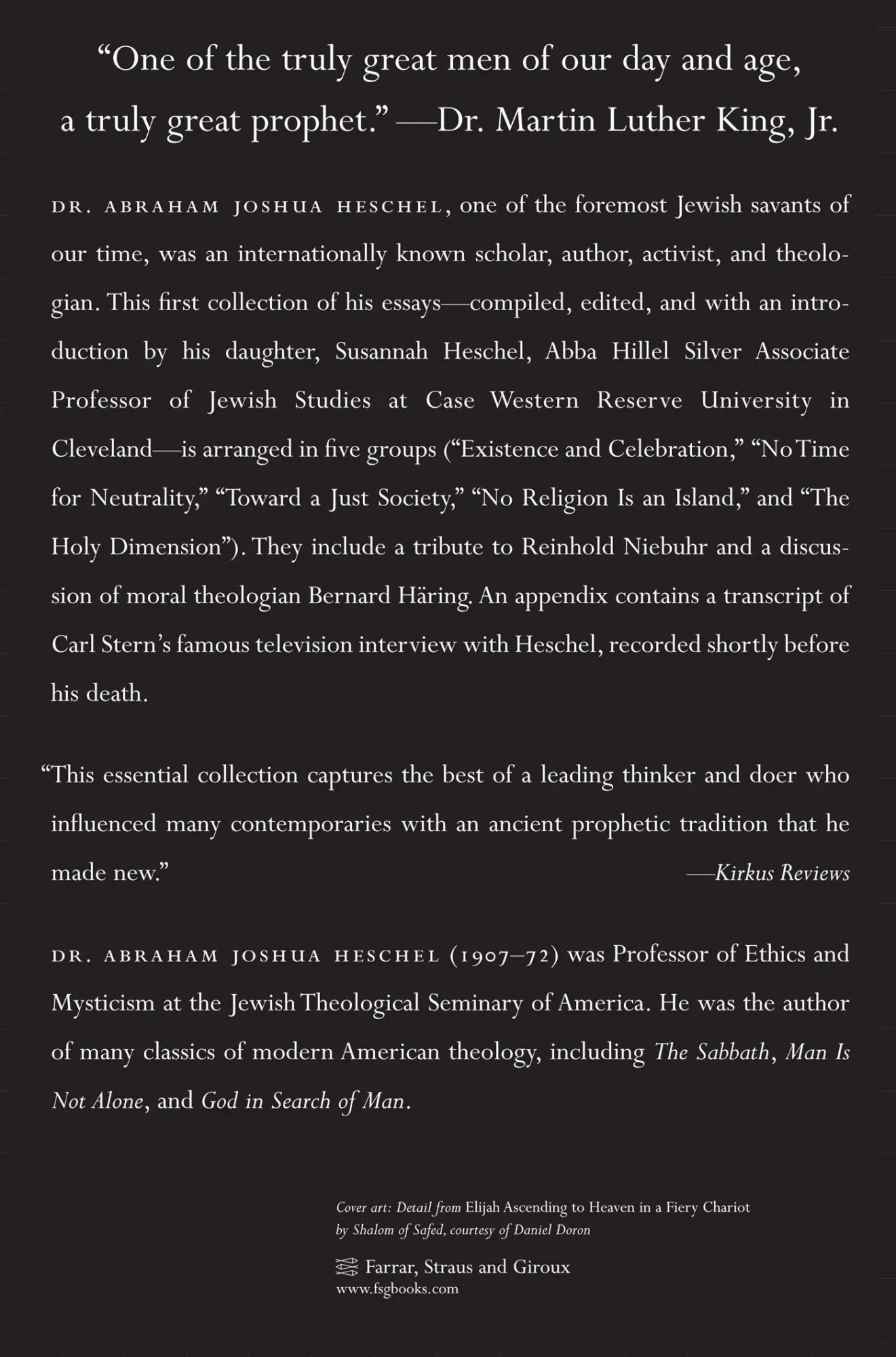 Rückseite: 9780374524951 | Moral Grandeur and Spiritual Audacity | Essays | Heschel | Taschenbuch