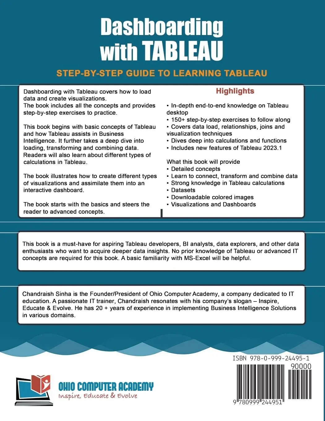 Rückseite: 9780999244951 | Dashboarding with Tableau | Chandraish Sinha | Taschenbuch | Englisch