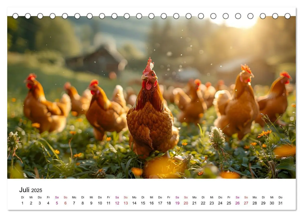 Bild: 9783457174951 | Hühner Federvieh (Tischkalender 2025 DIN A5 quer), CALVENDO...
