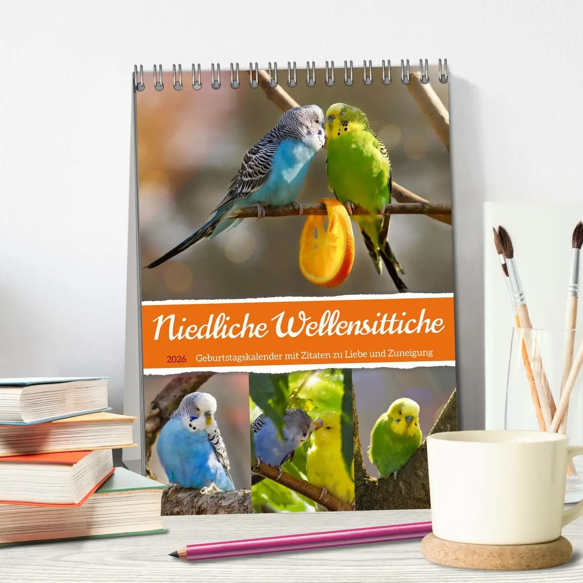 Bild: 9783516334951 | Niedliche Wellensittiche (Tischkalender 2026 DIN A5 hoch), CALVENDO...