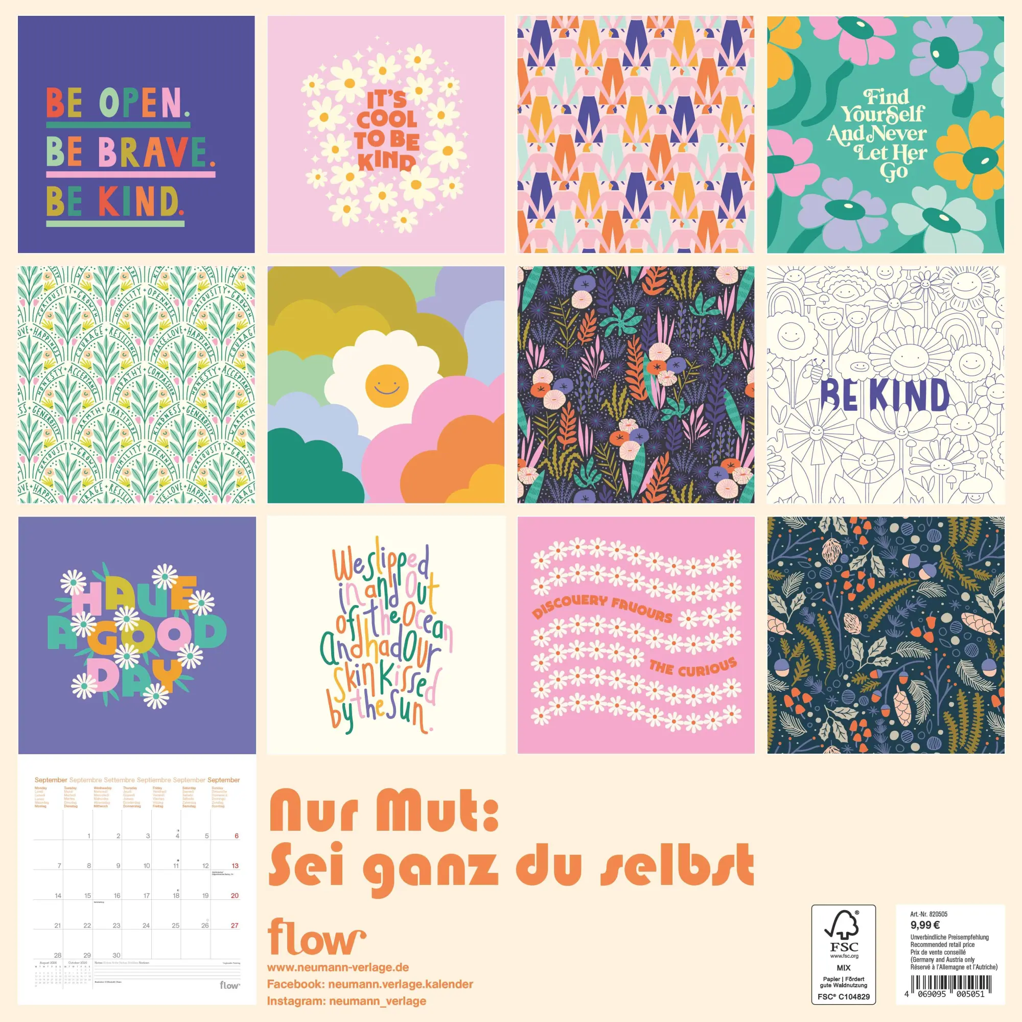 Rückseite: 4069095005051 | Nur Mut: Sei ganz du selbst | Kalender | 28 S. | Deutsch