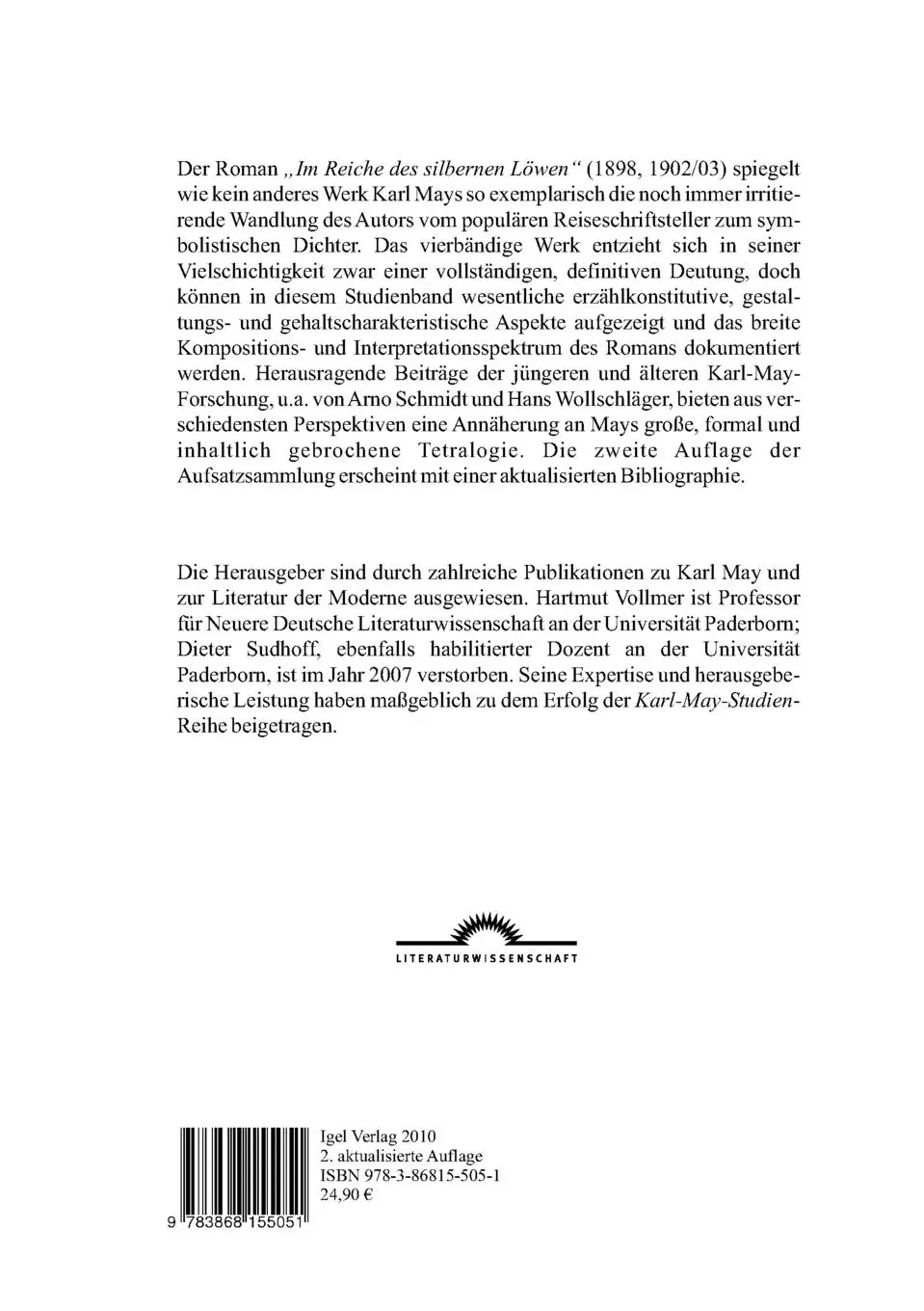 Rückseite: 9783868155051 | Karl Mays "Im Reiche des silbernen Löwen" | Hartmut Vollmer | Buch