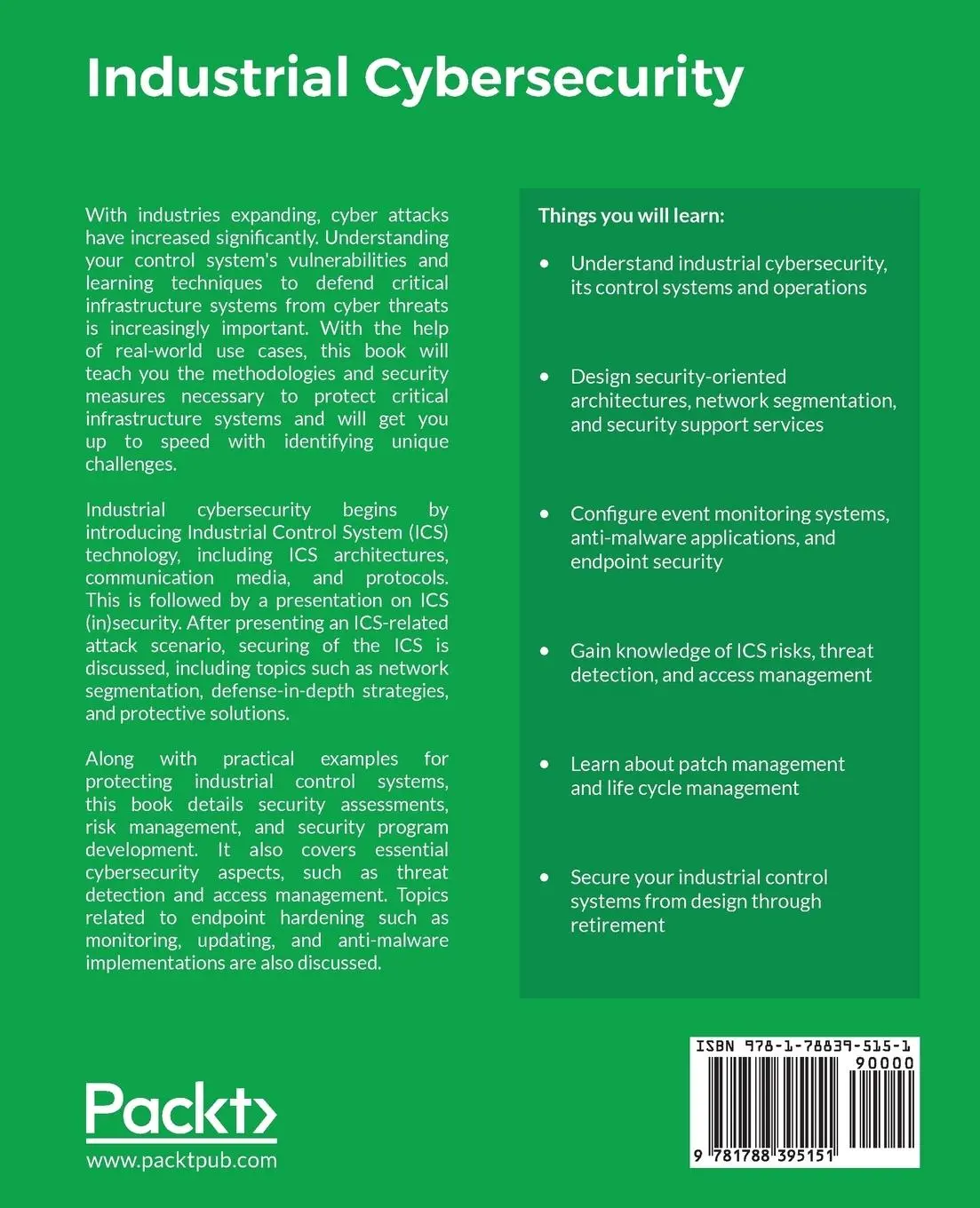 Rückseite: 9781788395151 | Industrial Cybersecurity | Pascal Ackerman | Taschenbuch | Englisch