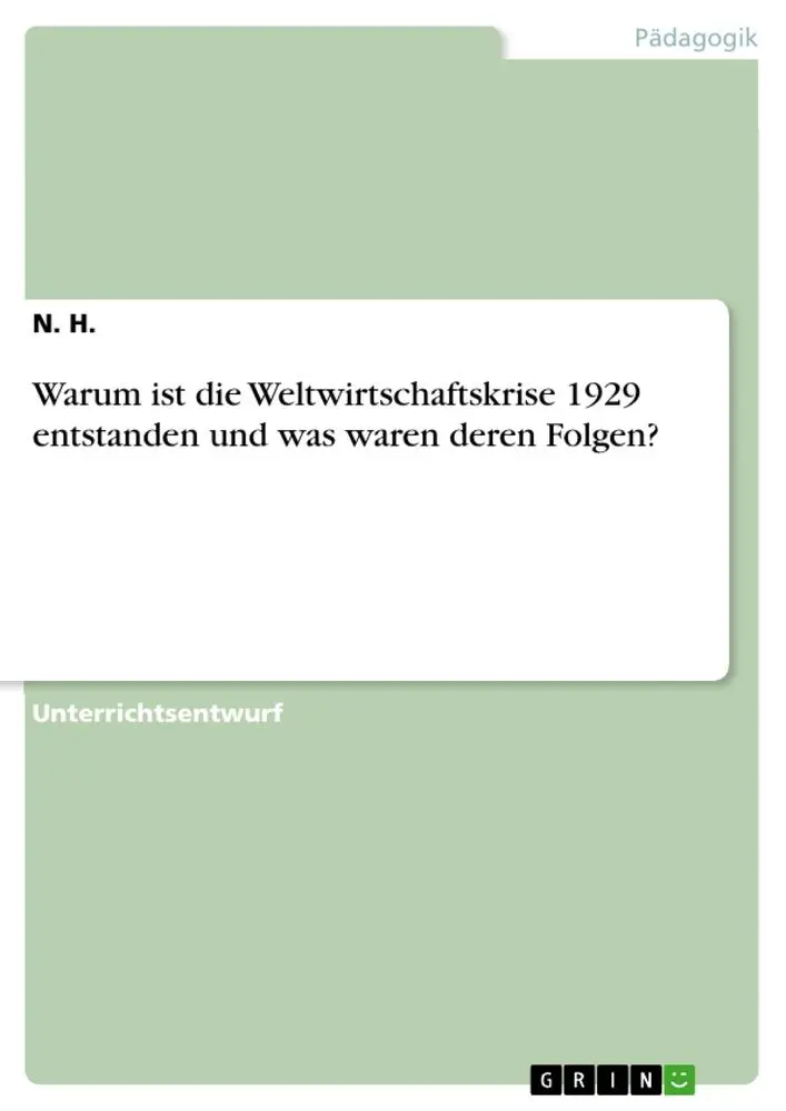 Cover: 9783346175151 | Warum ist die Weltwirtschaftskrise 1929 entstanden und was waren...