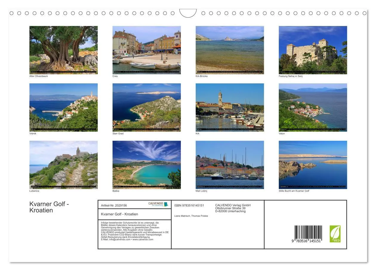 Bild: 9783516145151 | Kvarner Golf - Kroatien (Wandkalender 2026 DIN A3 quer), CALVENDO...