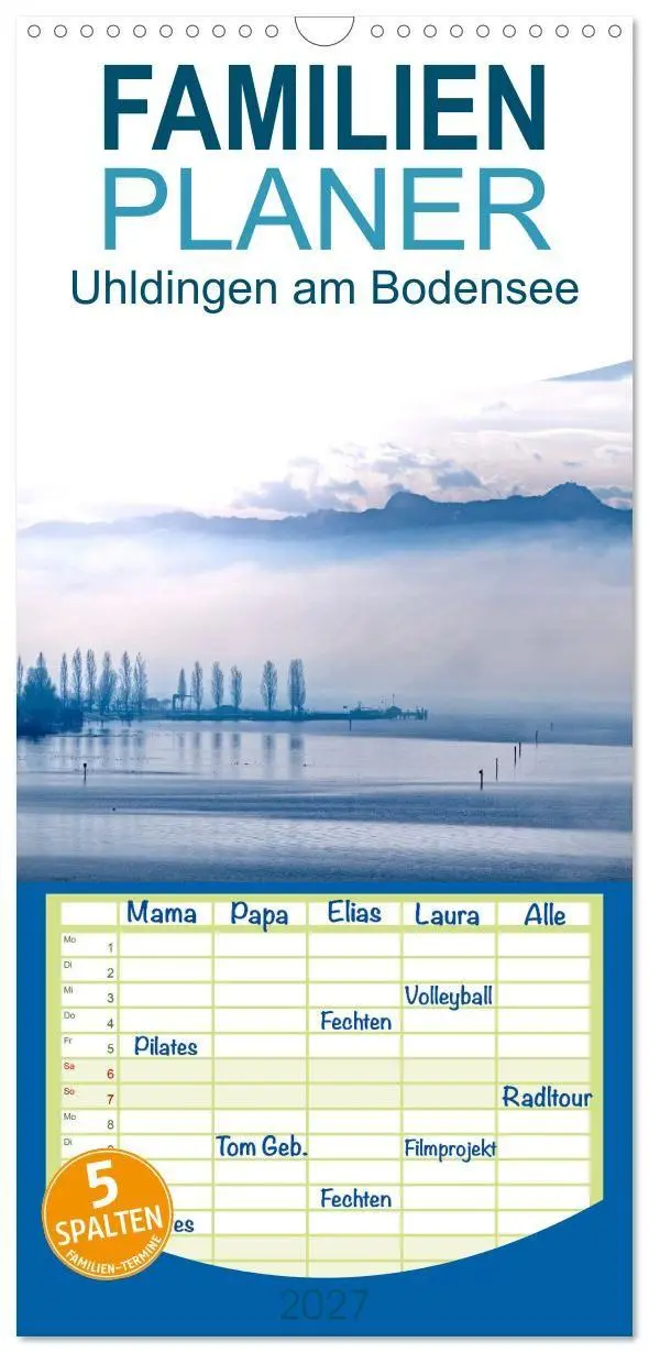 Cover: 9783594295151 | Familienplaner 2027 - Uhldingen am Bodensee mit 5 Spalten...