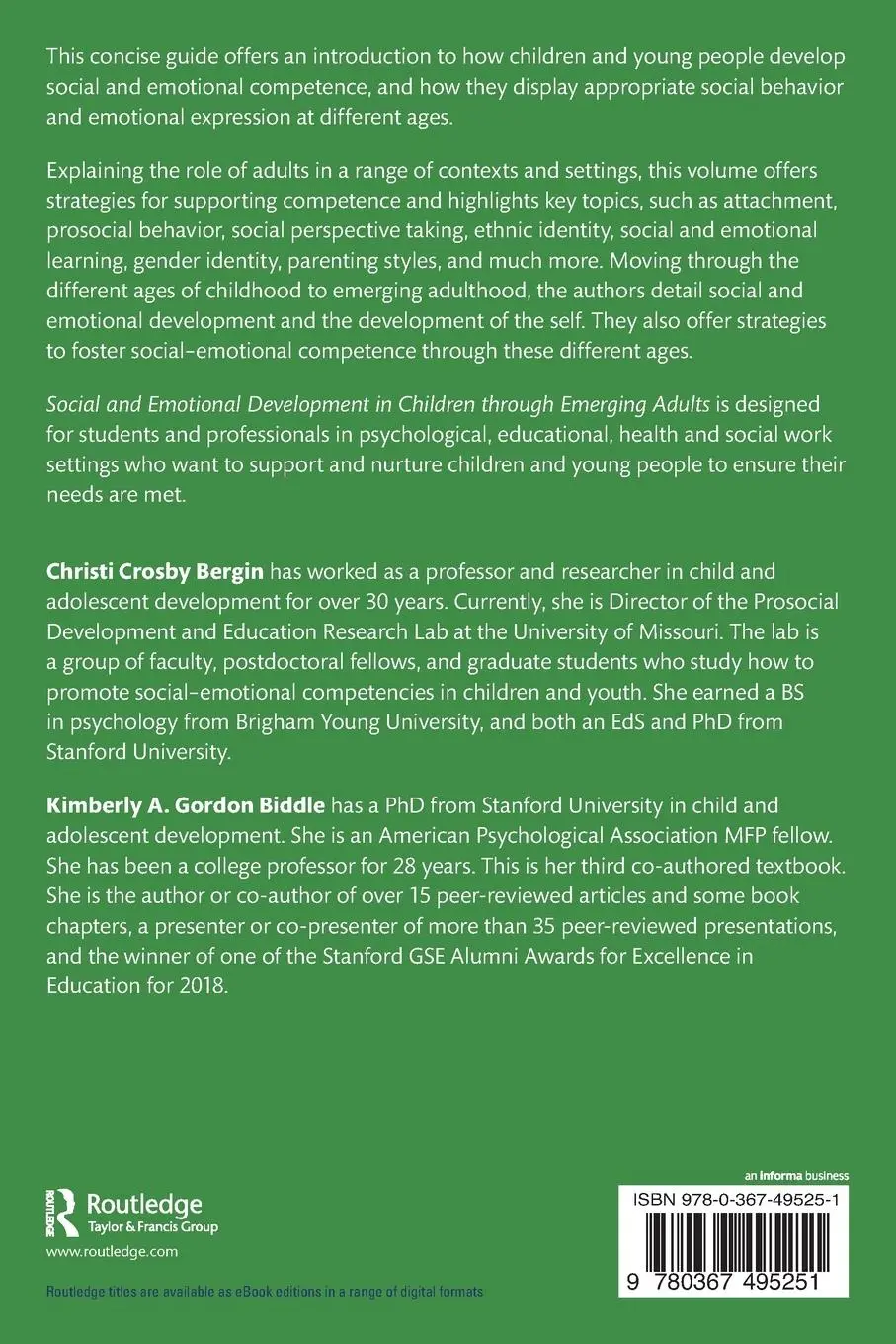Rückseite: 9780367495251 | Social and Emotional Development in Children through Emerging Adults