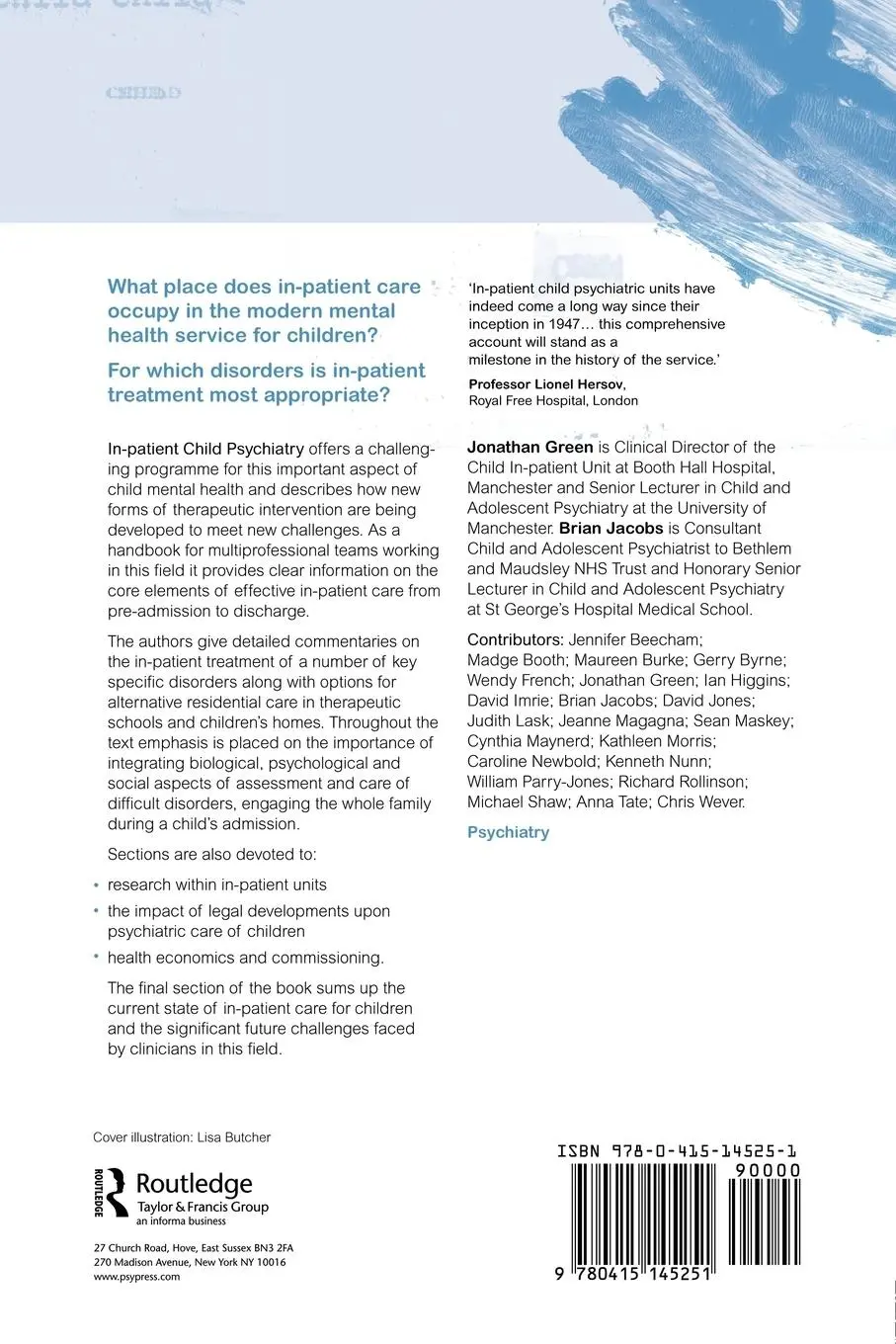 Rückseite: 9780415145251 | In-patient Child Psychiatry | Modern Practice, Research and the Future