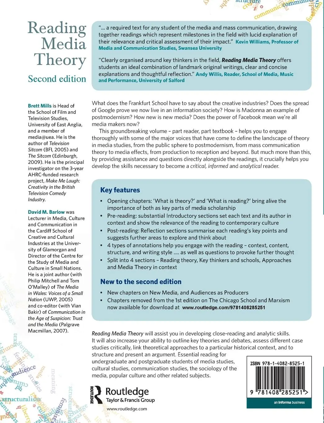 Rückseite: 9781408285251 | Reading Media Theory | Thinkers, Approaches and Contexts | Taschenbuch