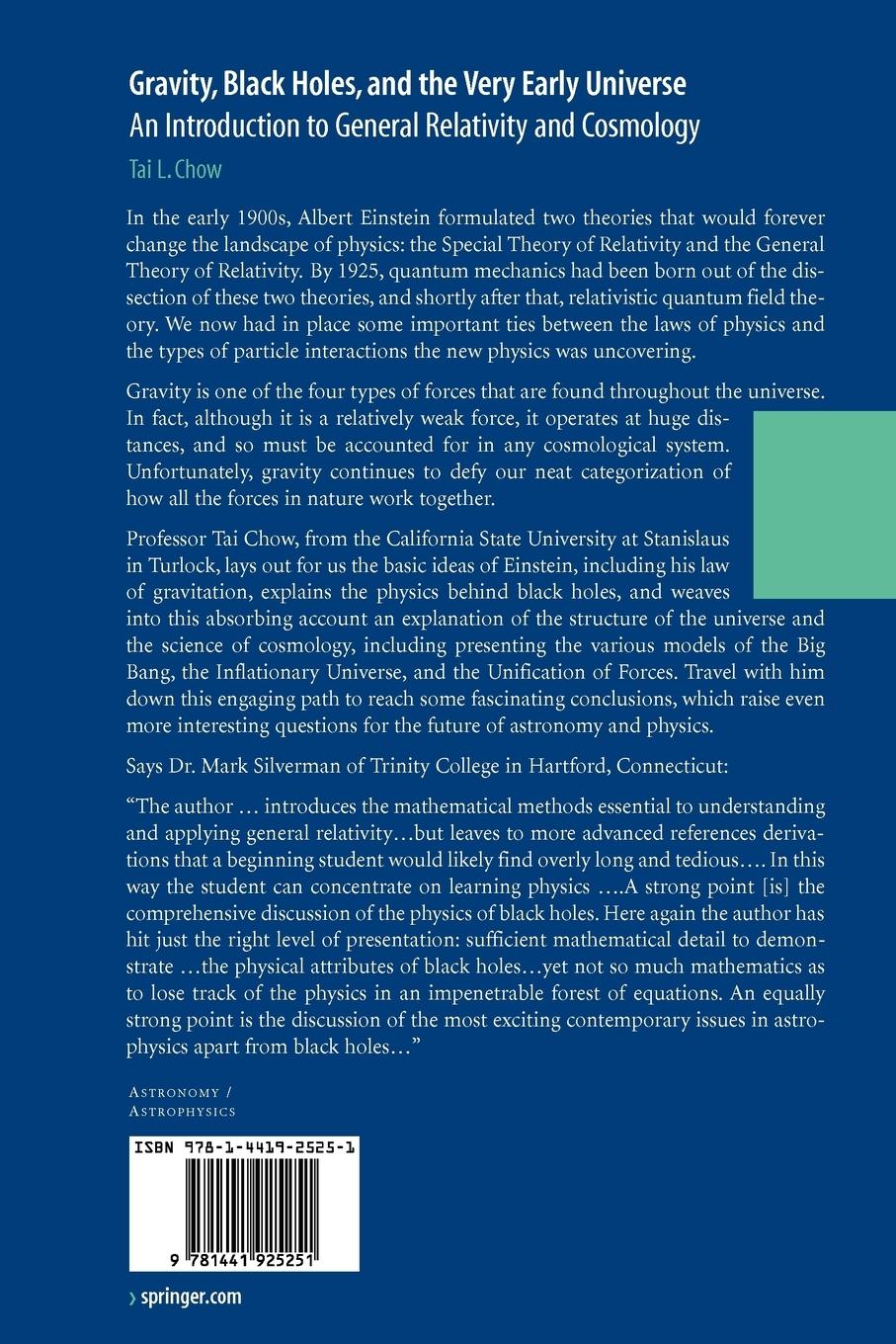 Rückseite: 9781441925251 | Gravity, Black Holes, and the Very Early Universe | Tai L. Chow | Buch