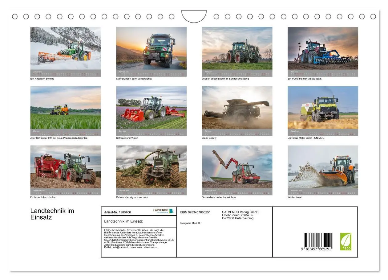 Bild: 9783457665251 | Landtechnik im Einsatz (Wandkalender 2026 DIN A4 quer), CALVENDO...