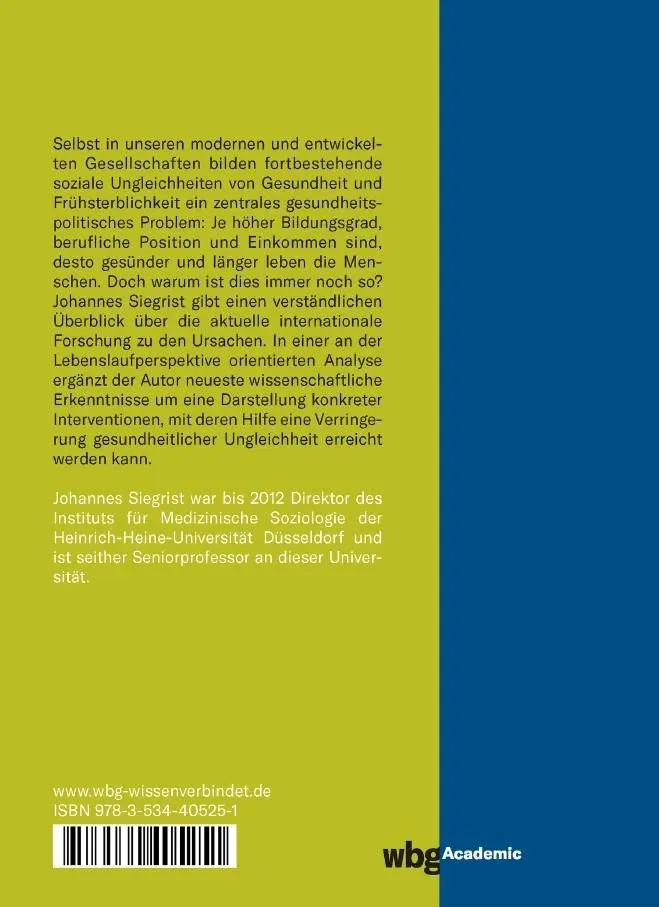 Rückseite: 9783534405251 | Gesundheit für alle? | Die Herausforderung sozialer Ungleichheit