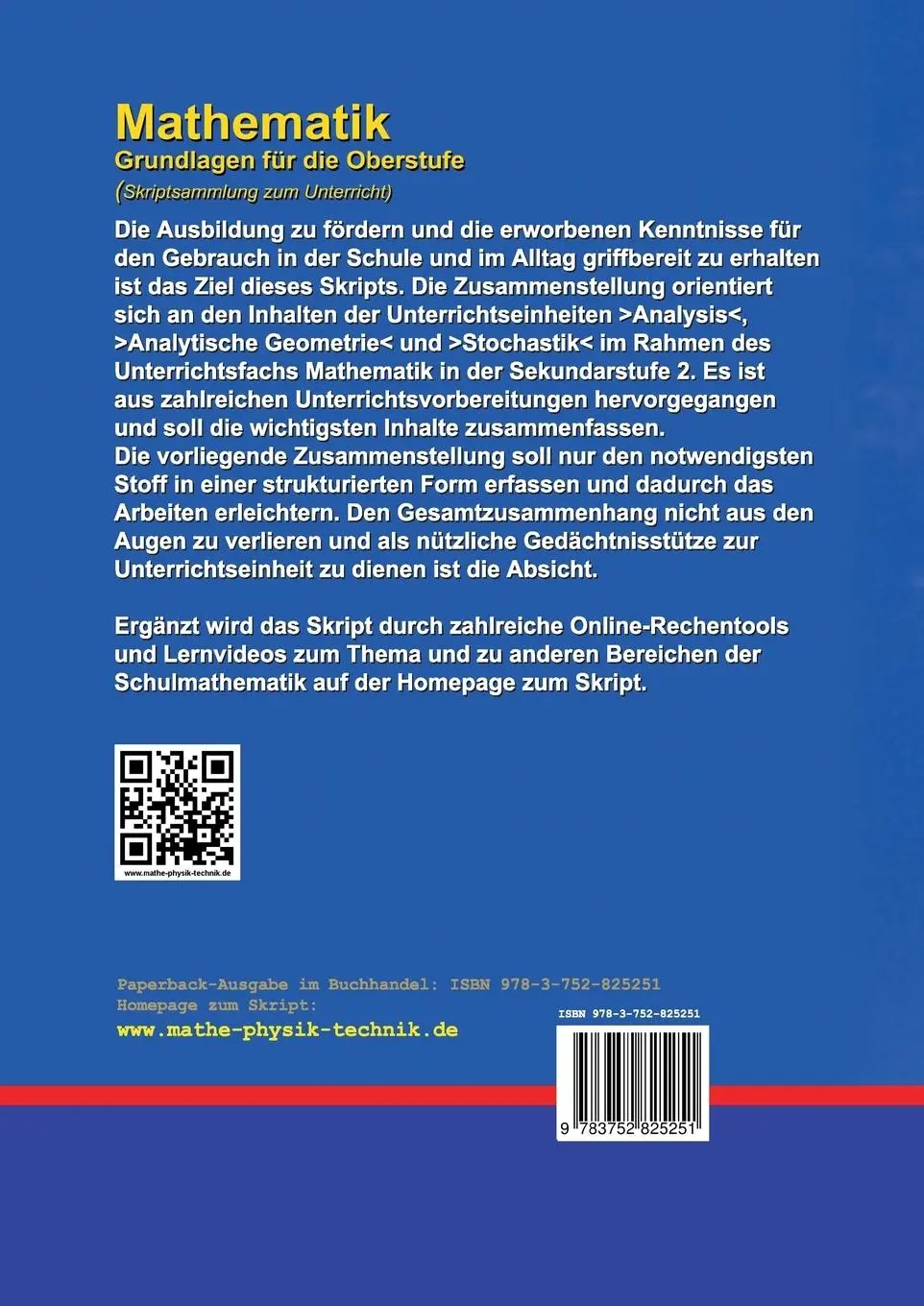 Rückseite: 9783752825251 | Mathematik | Grundlagen für die Oberstufe | Andreas Rueff | Buch