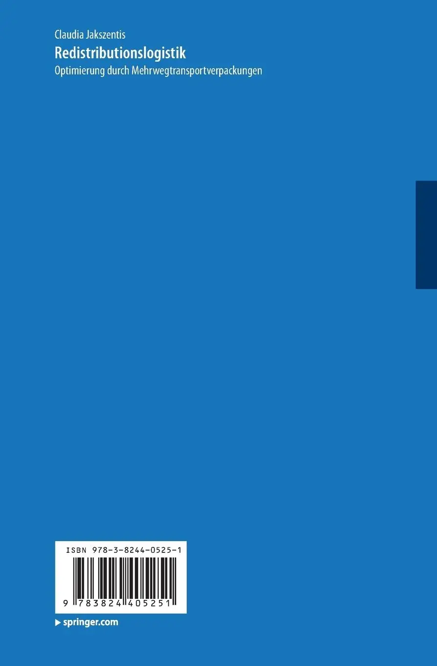 Rückseite: 9783824405251 | Redistributionslogistik | Claudia Jakszentis | Taschenbuch | xxiv