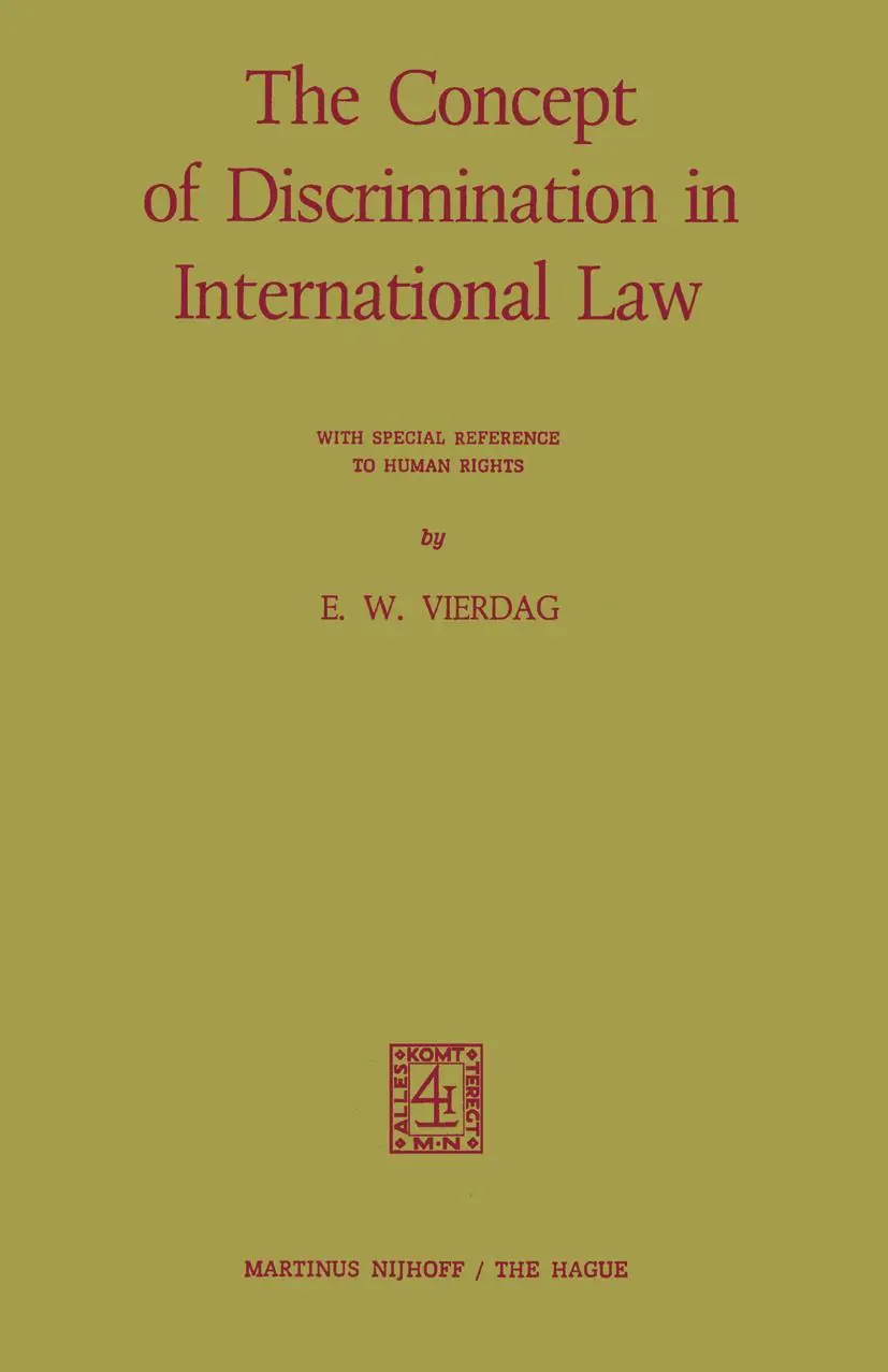 Cover: 9789024715251 | The Concept of Discrimination in International Law | E. W. Vierdag