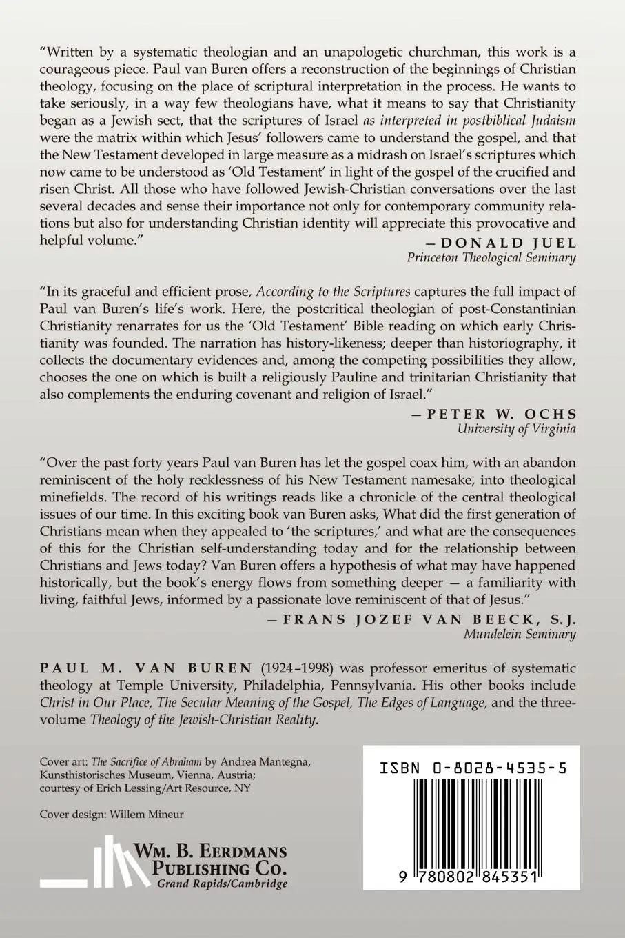 Rückseite: 9780802845351 | According to the Scriptures | Paul Matthews van Buren | Taschenbuch