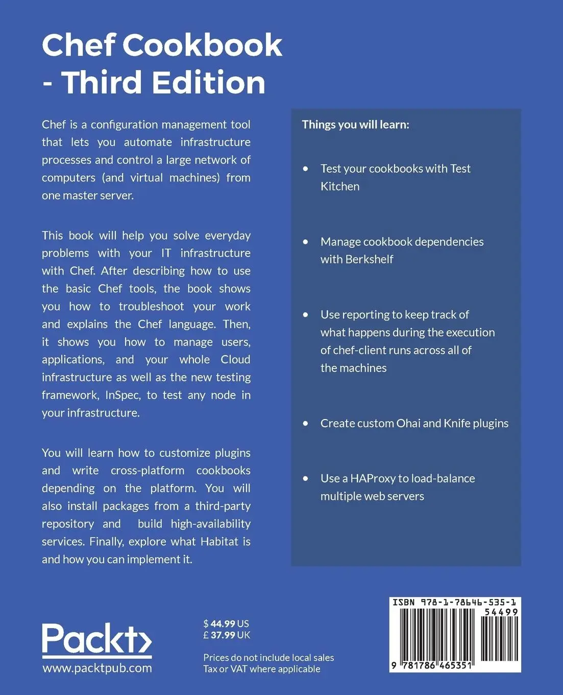 Rückseite: 9781786465351 | Chef Cookbook, Third Edition | Matthias Marschall | Taschenbuch | 2017