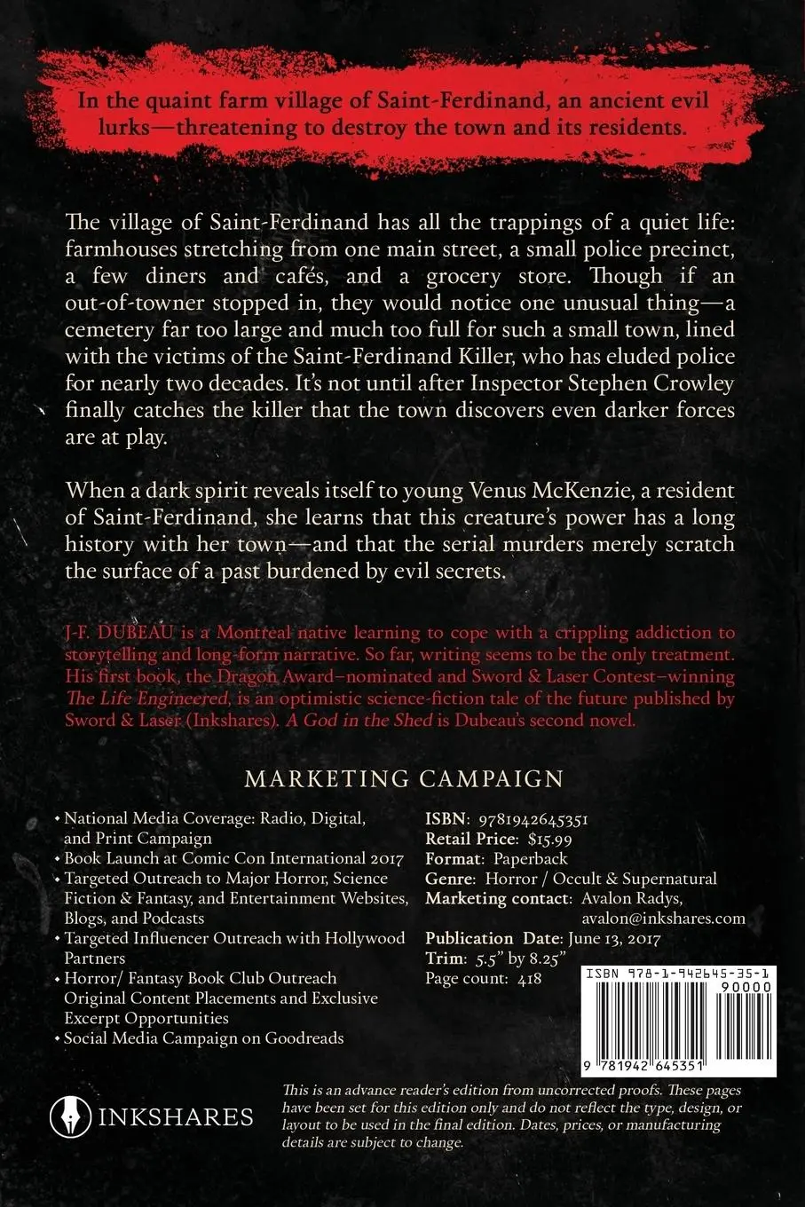Rückseite: 9781942645351 | A God in the Shed | J-F Dubeau | Taschenbuch | Kartoniert / Broschiert