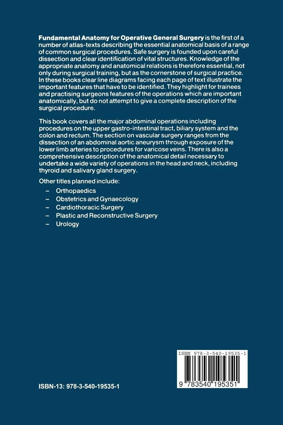 Rückseite: 9783540195351 | Fundamental Anatomy for Operative General Surgery | Snooks (u. a.)
