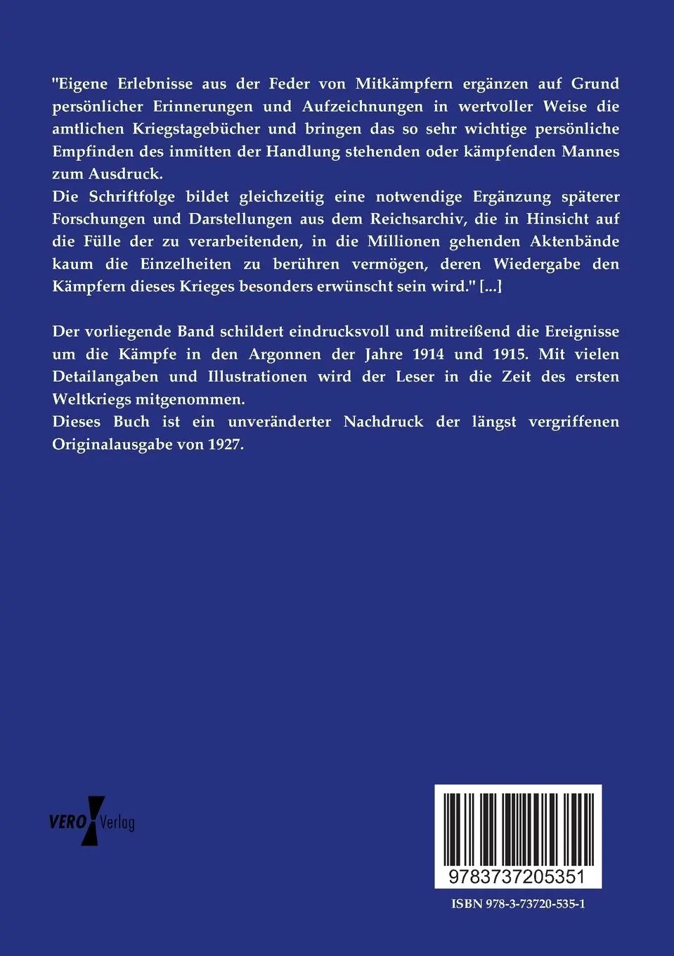 Rückseite: 9783737205351 | Schlachten des Weltkrieges | Argonnen | Ernst Schmidt | Taschenbuch