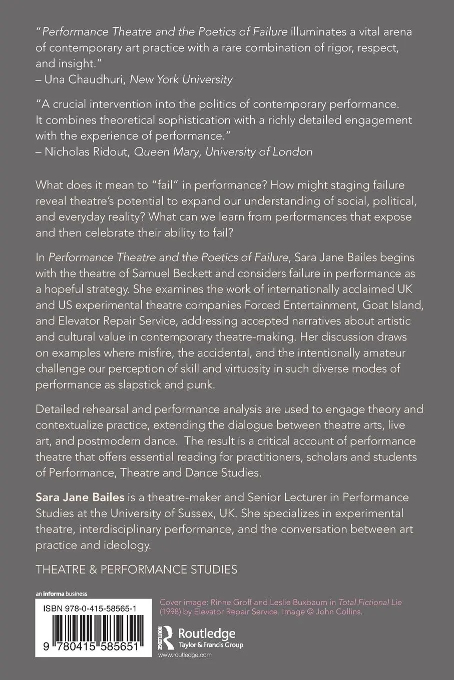 Rückseite: 9780415585651 | Performance Theatre and the Poetics of Failure | Sara Jane Bailes