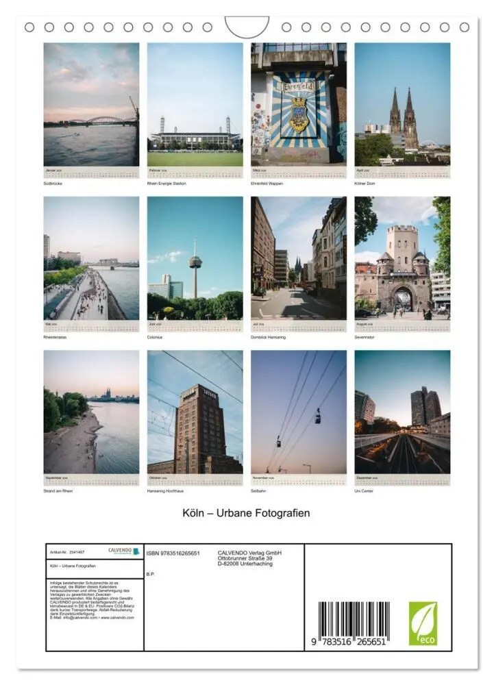 Bild: 9783516265651 | Köln - Urbane Fotografien (Wandkalender 2026 DIN A4 hoch), CALVENDO...