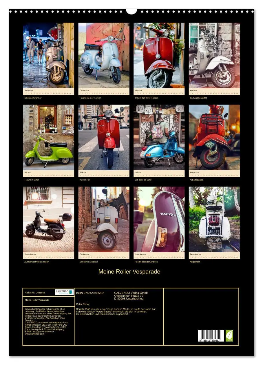 Bild: 9783516335651 | Meine Roller Vesparade (Wandkalender 2026 DIN A2 hoch), CALVENDO...